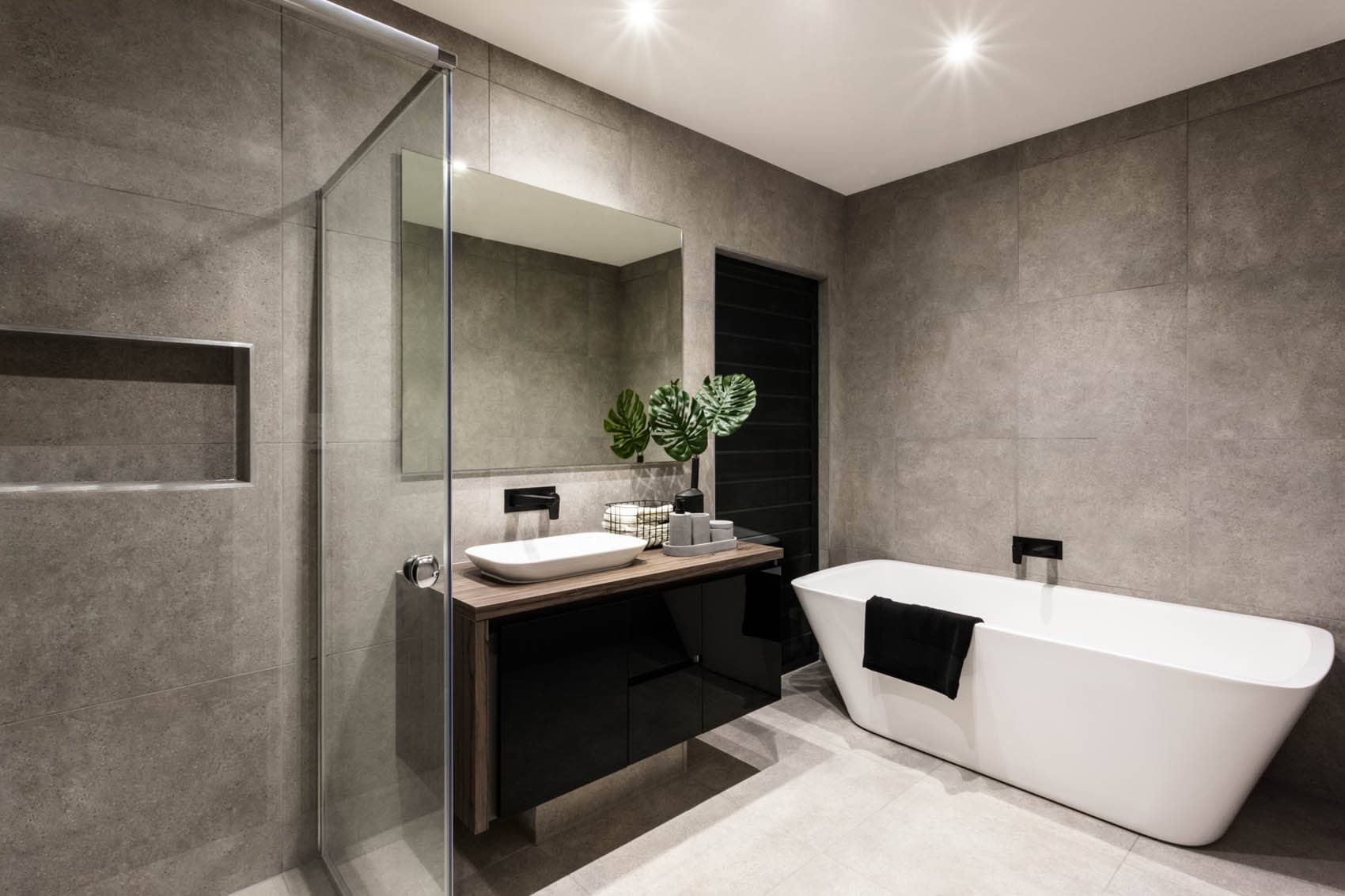 Modern Large Stone Minimalist Bathroom